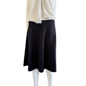 Talbots Women's black floral medium A-line midi skirt 6 petite raw hem